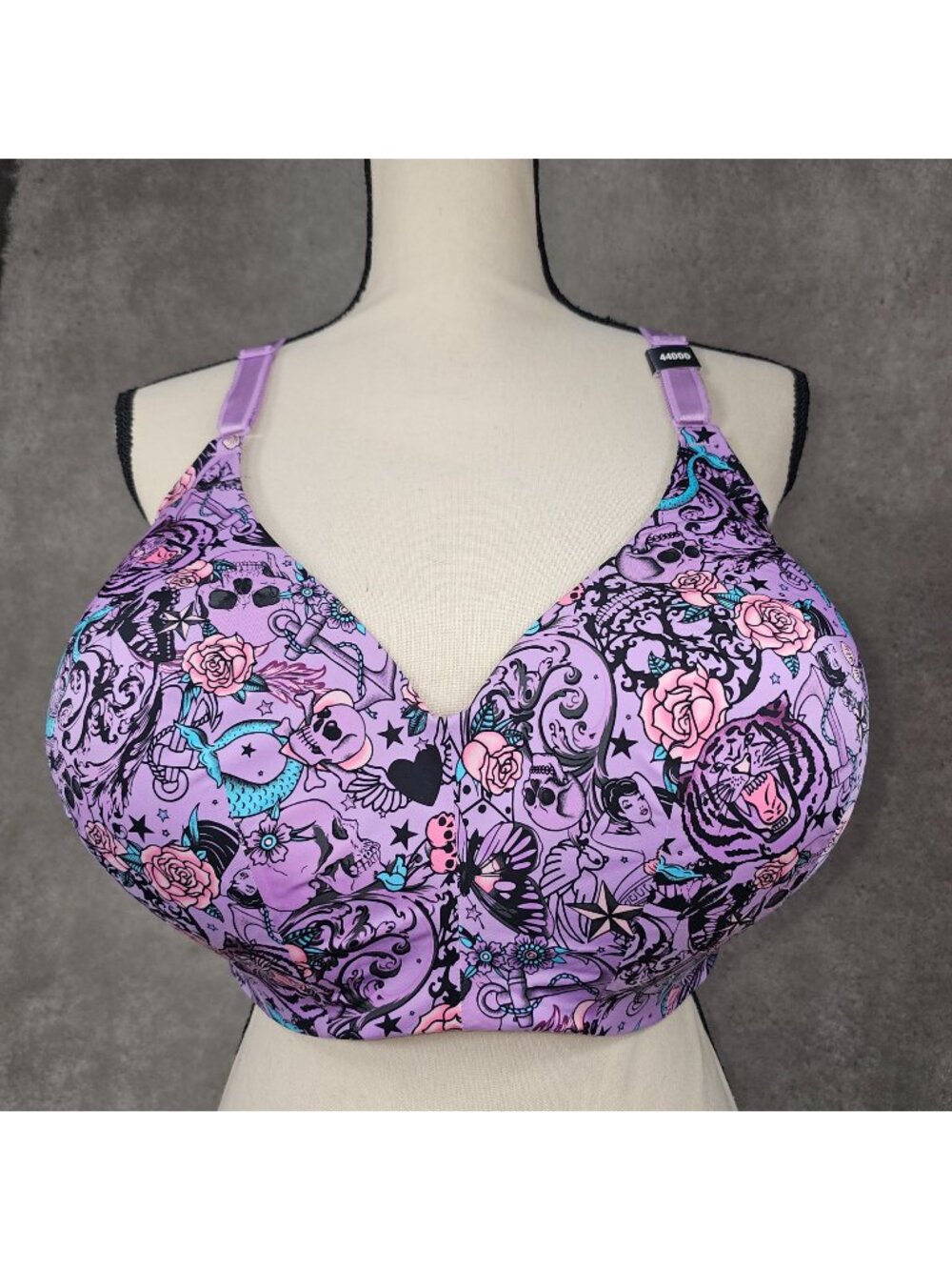 Torrid Curve NWT Womans Bra Size 44DDD Purple Skulls Flowers Stars Mermaids NEW